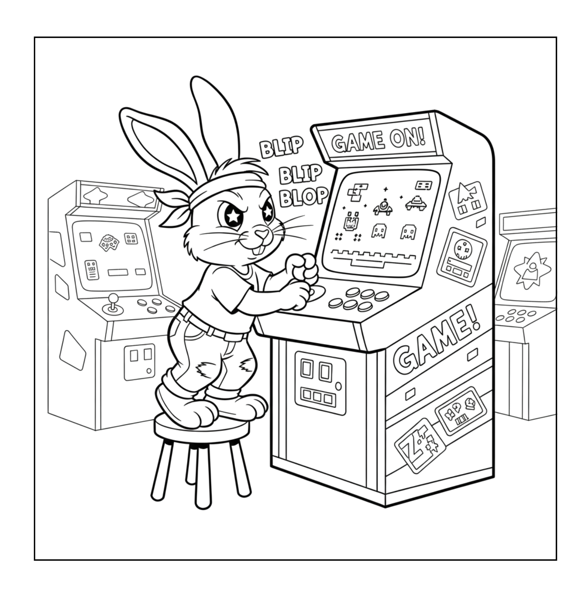 Lapin arcade à colorier