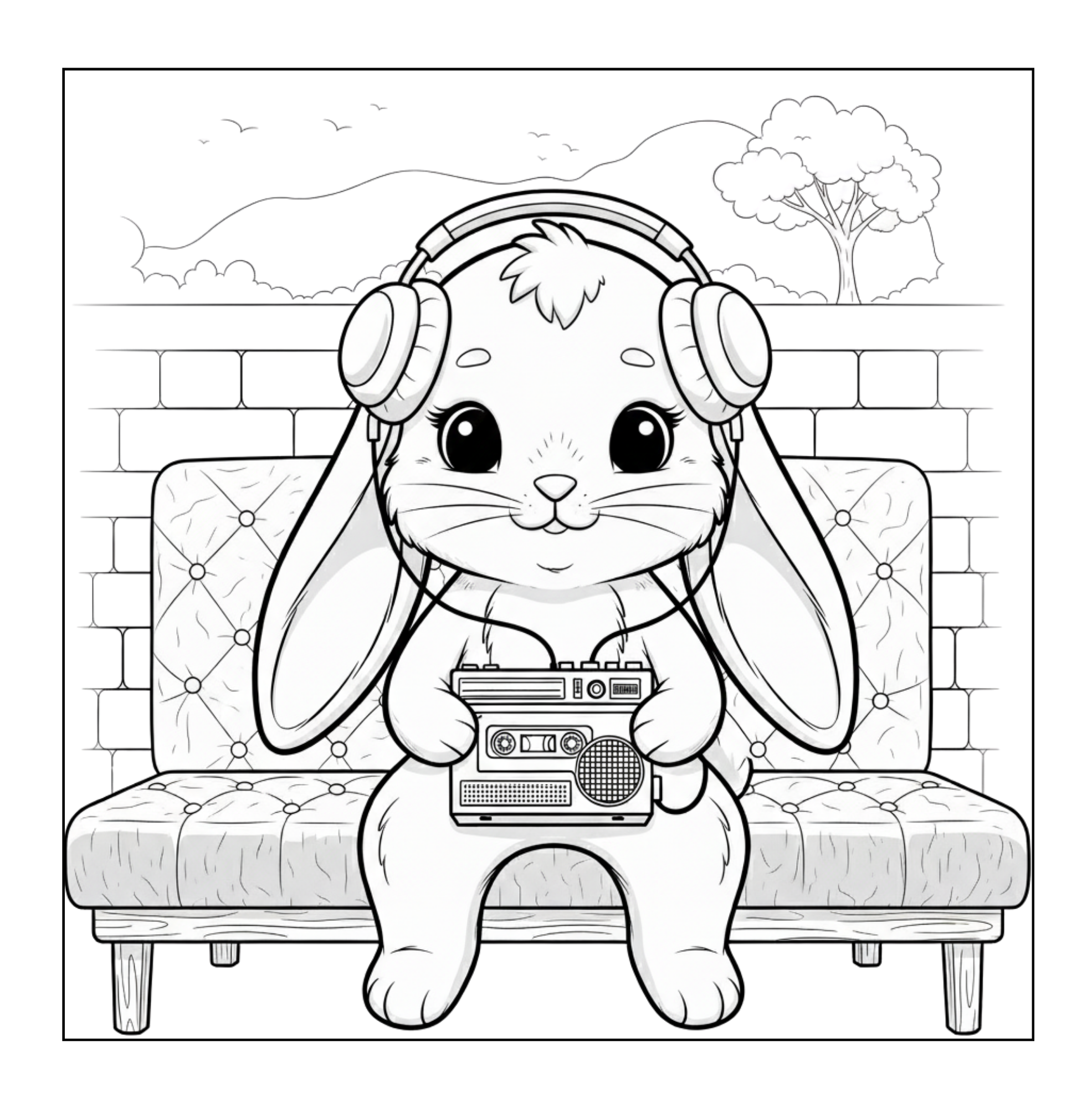 Lapin musique à colorier