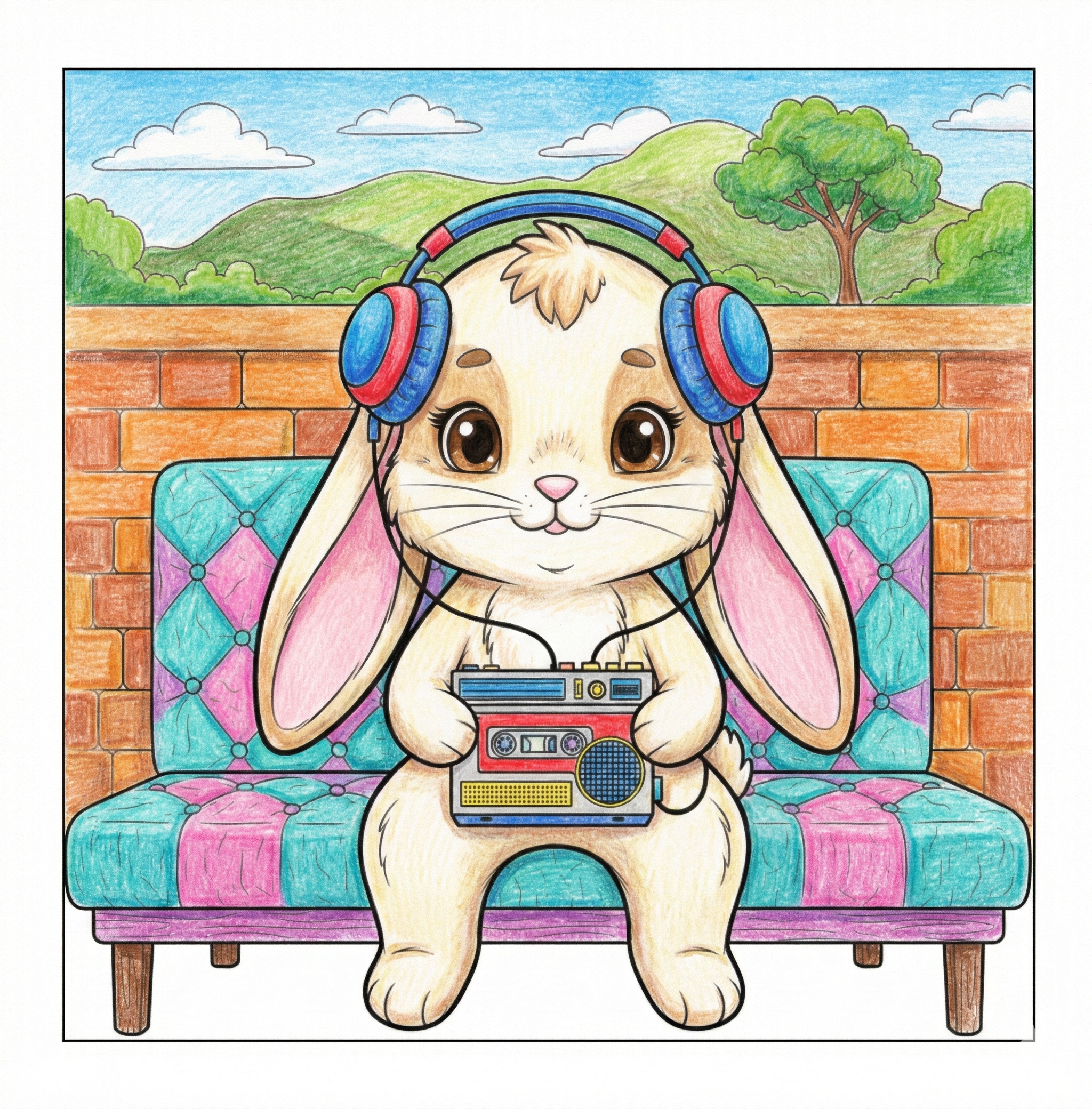 Lapin musique colorié